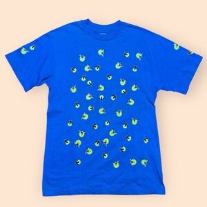 Vintage 1980s Fireflies All Over Print T Shirt Medium Blue Vtg 80s AOP